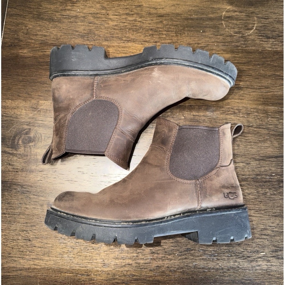 UGG Women's 9 Loxley Chelsea Waterproof Boots Leather 1138119 Pull On Brown